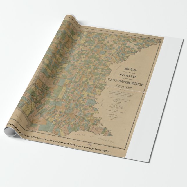 1895 Map of the Parish of East Baton Rouge, La Wrapping Paper (Unrolled)