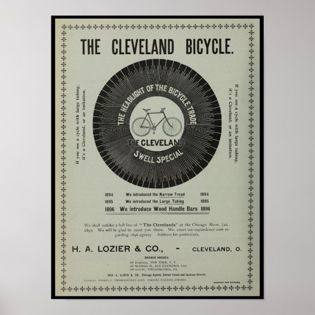 1895 Vintage Bicycle Magazine Ad Art Poster (Front)