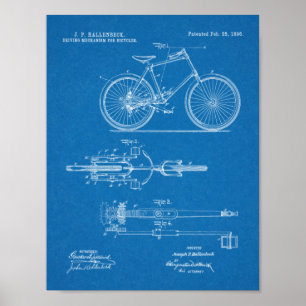 1896 Chainless Bicycle Design Patent Art Print