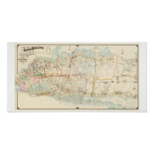 1896 Map of Western and Central Long Island NY Poster