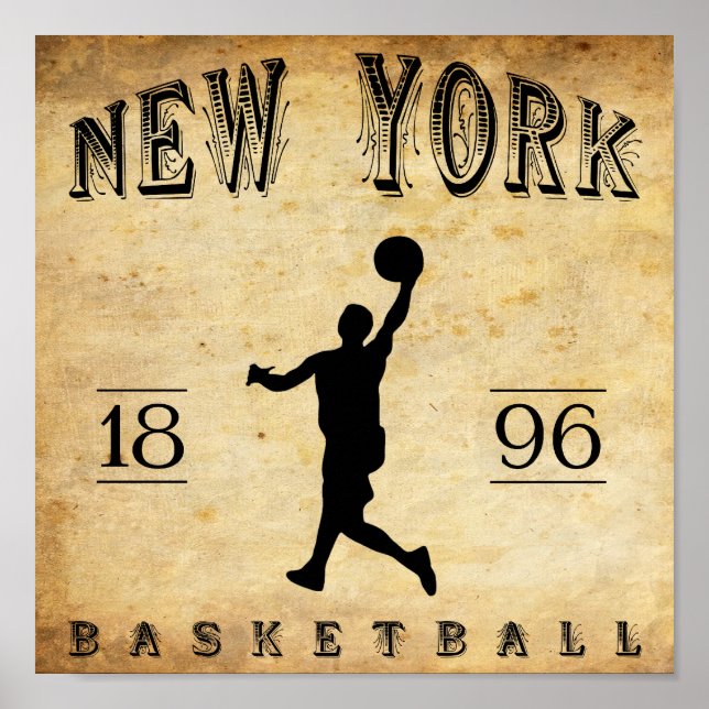1896 New York City New York Basketball Poster (Front)