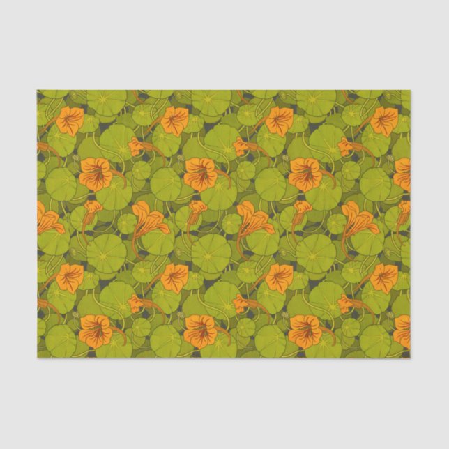1896  Victorian Nasturtium Floral Print Tissue Paper (Front)