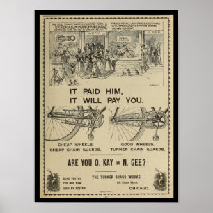 1896 Vintage Bicycle Magazine Ad Art Poster