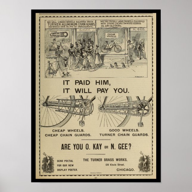1896 Vintage Bicycle Magazine Ad Art Poster (Front)
