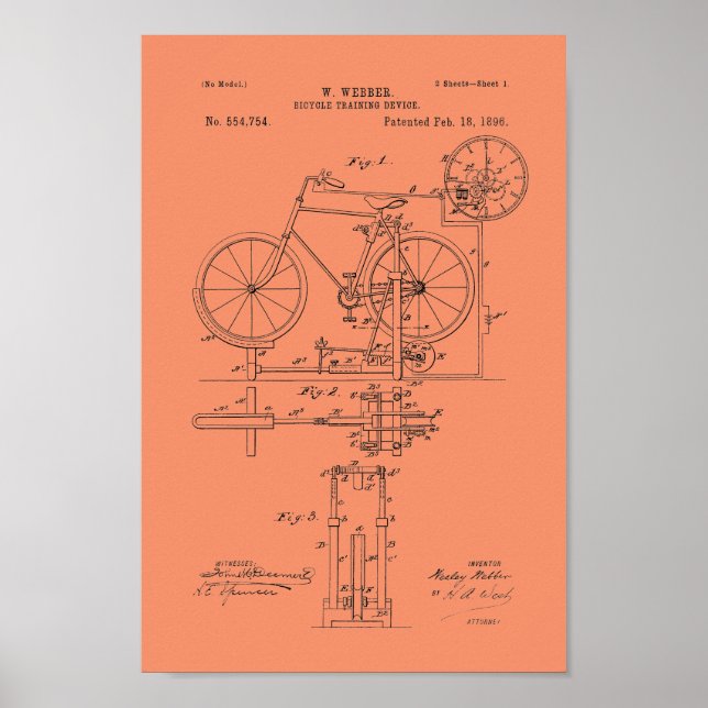 1896 Vintage Bicycle Patent Print Customise (Front)