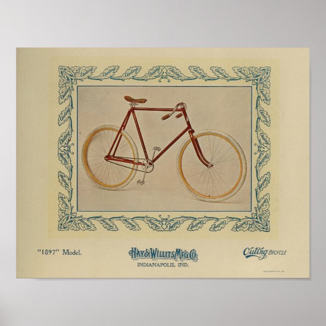 1896 Vintage Red Bicycle Magazine Ad Art Print (Front)