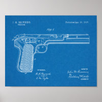 1897 Browning Gun Patent Art Drawing Print