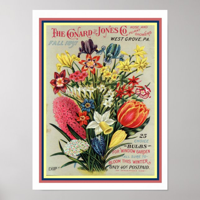 1897 Flower Seed Catalog Cover 12x16 Poster (Front)