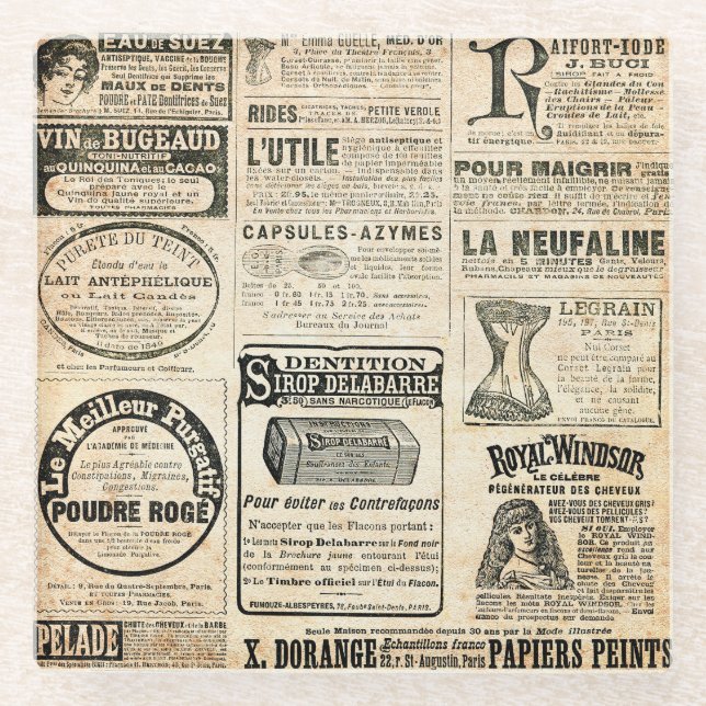 1897 French Newspaper Advertisement Glass Coaster (Front)
