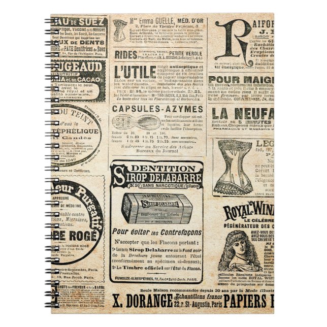 1897 French Newspaper Advertisement Notebook (Front)