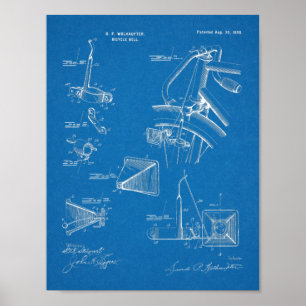 1898 Bicycle Bell Patent Art Drawing Print