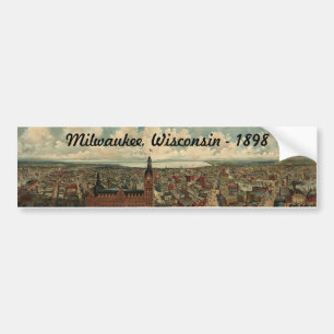 1898 Milwaukee, WI Birds Eye View Sticker! Bumper Sticker
