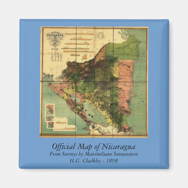 1898 Official Map of Nicaragua Magnet (Front)