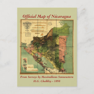 1898 Official Map of Nicaragua Postcard