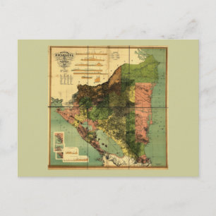 1898 Official Map of Nicaragua Postcard