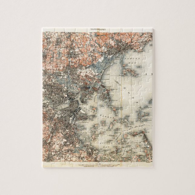 1898 Topographical Map of Boston Massachusetts Jigsaw Puzzle (Vertical)