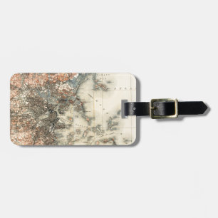 1898 Topographical Map of Boston Massachusetts Luggage Tag