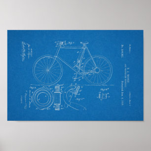 1898 Vintage Bicycle Patent Blueprint Art Print