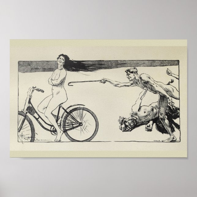 1898 Vintage Bicycle Woman Ad Art Poster (Front)