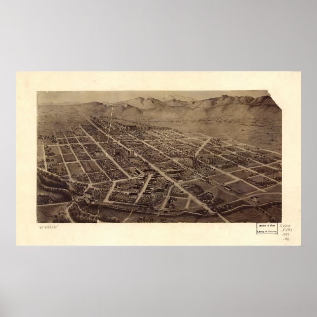 1899 Fort Collins, CO Birds Eye View Panoramic Map Poster (Front)