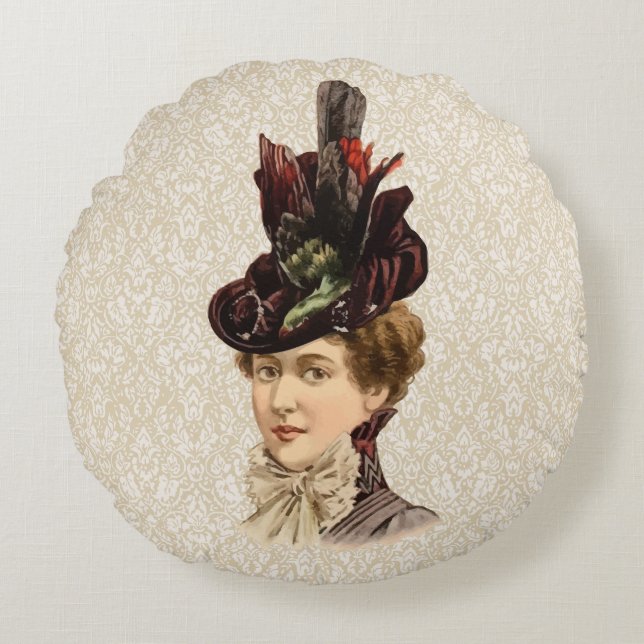 1899 Hat for Ladies #13 (Victorian era) Round Cushion (Front)
