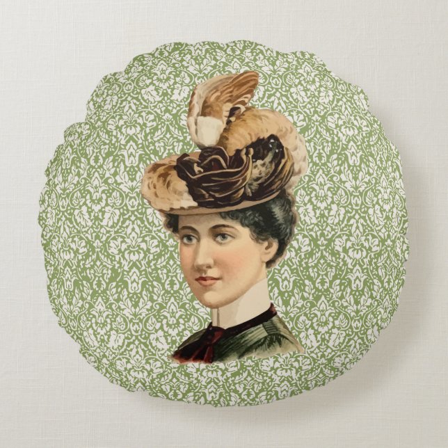 1899 Hat for Ladies #4 (Victorian era) Round Cushion (Front)