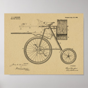 1899 Military Bicycle Patent Art Drawing Print
