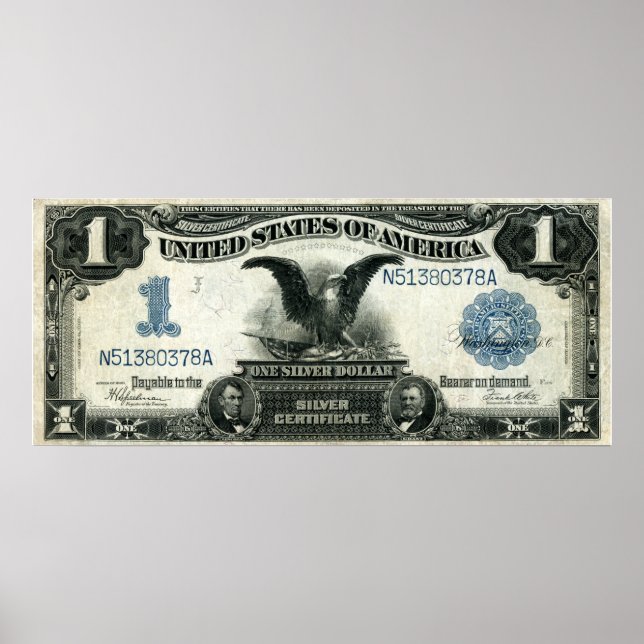 1899 One Dollar US Silver Certificate Poster (Front)
