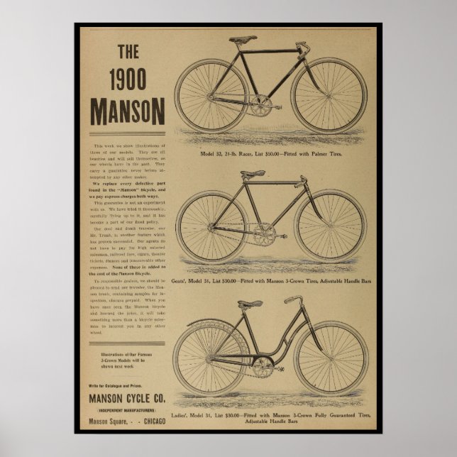1899 Vintage Bicycle Magazine Ad Art Poster (Front)