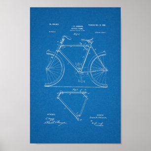 1899 Vintage Bicycle Patent Print Blueprint Art
