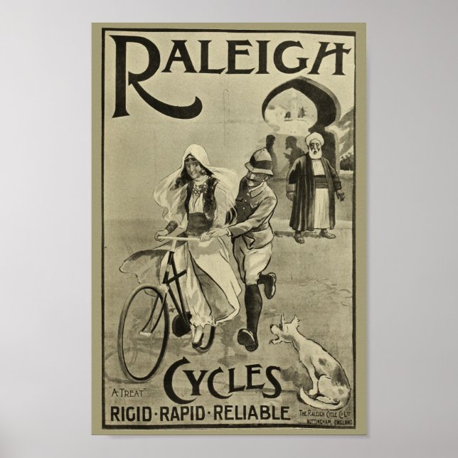 1899 Vintage Bicycle Raleigh Cycles Ad Art Poster (Front)