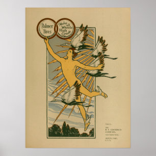 1899 Vintage Bicycle Tires Magazine Ad Art Poster