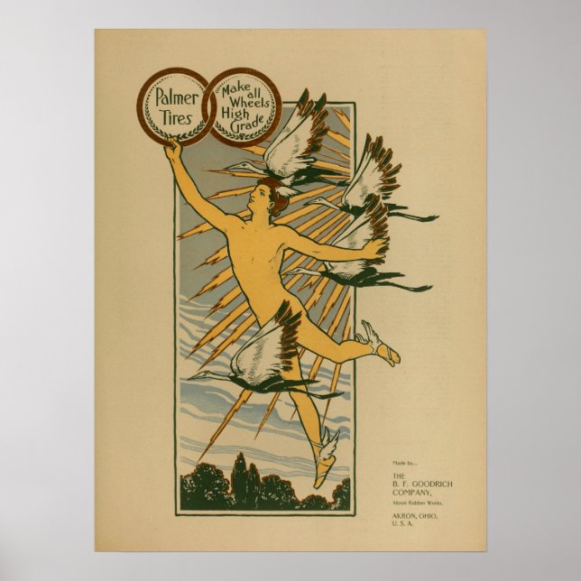 1899 Vintage Bicycle Tires Magazine Ad Art Poster (Front)
