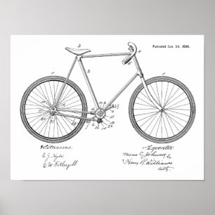 1899 Vintage Chainless Bicycle Patent Art Print