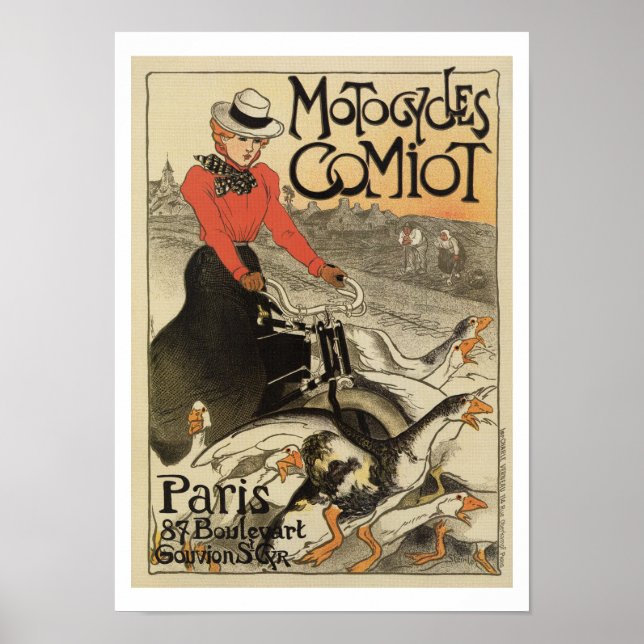 1899 vintage French motorcycle ad Poster (Front)