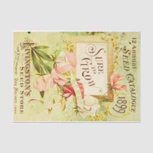 1899 Vintage Seeds Floral Decoupage Tissue Paper