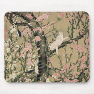 18.桃花小禽図, 若冲 Peach Blossoms & Small  Mouse Mat