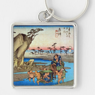 18. 興津宿, 広重 Okitsu-juku, Hiroshige, Ukiyo-e Key Ring