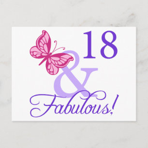 18 And Fabulous Birthday Postcard