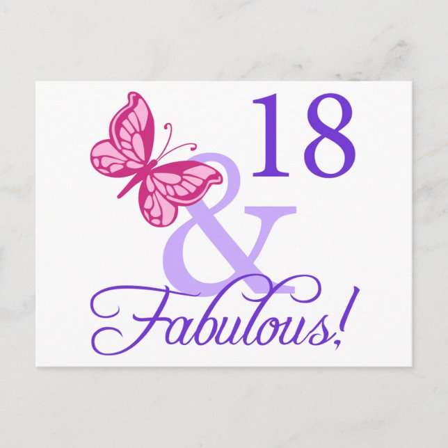 18 And Fabulous Birthday Postcard (Front)