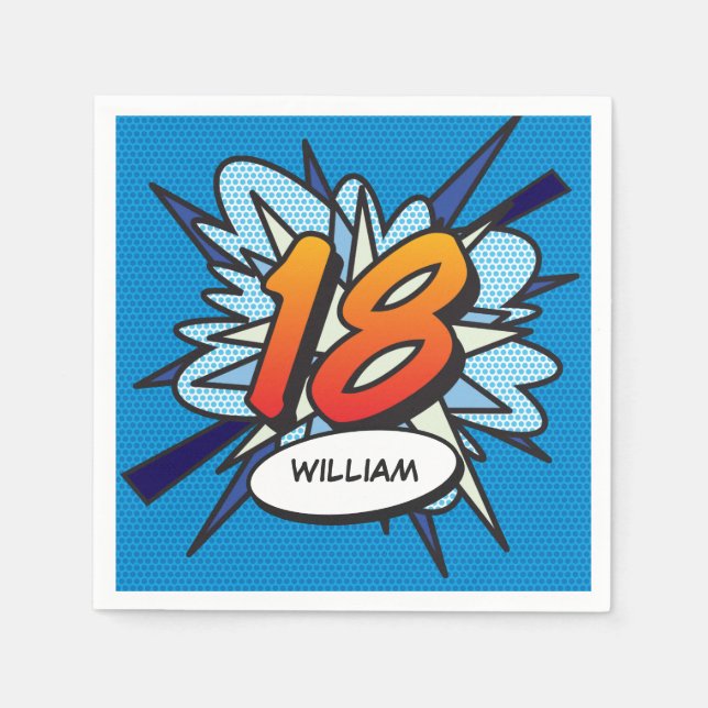 18 Birthday Fun Retro Comic Book Napkin (Front)