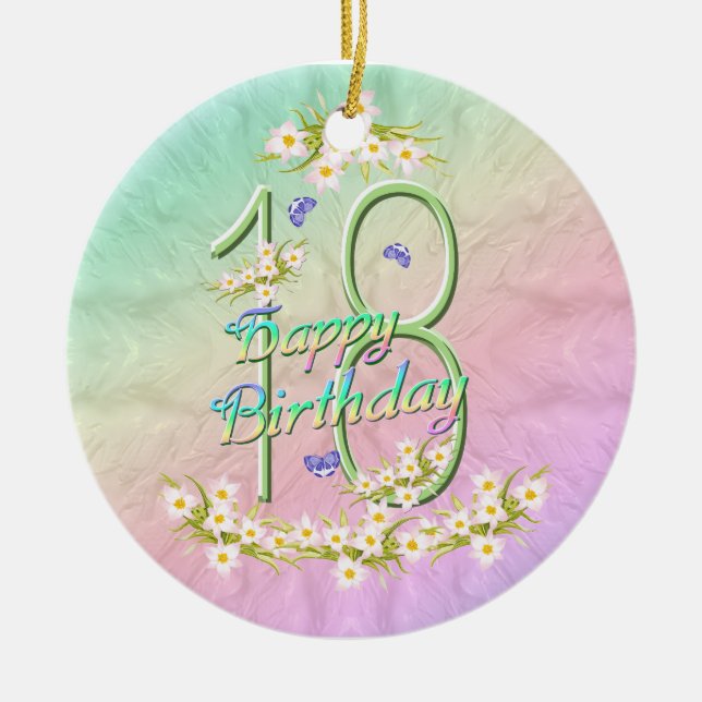 18 Birthday Rainbow Ornament (Front)