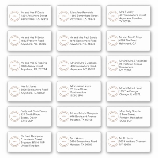 18 Different Recipient Names Addresses Brand Logo (Front)