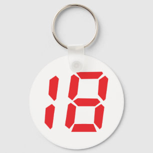 18 eighteen red alarm clock digital number key ring