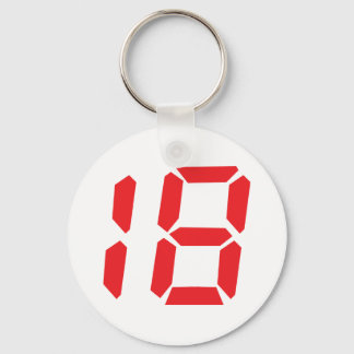 18 eighteen red alarm clock digital number key ring
