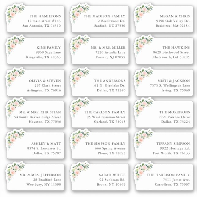 18 Floral Wedding Invitation Shipping Address (Front)