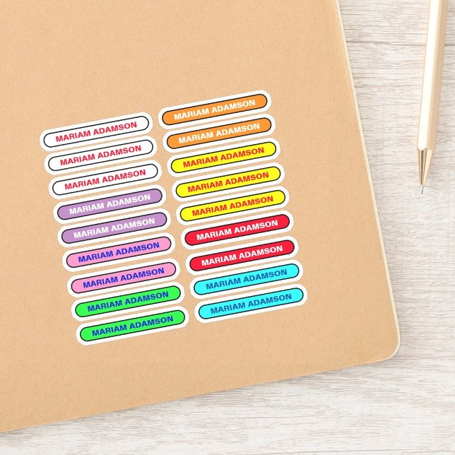 18 Full Name Tag Slips - School Student Stickers (kids waterproof vinyl name tags for girls)