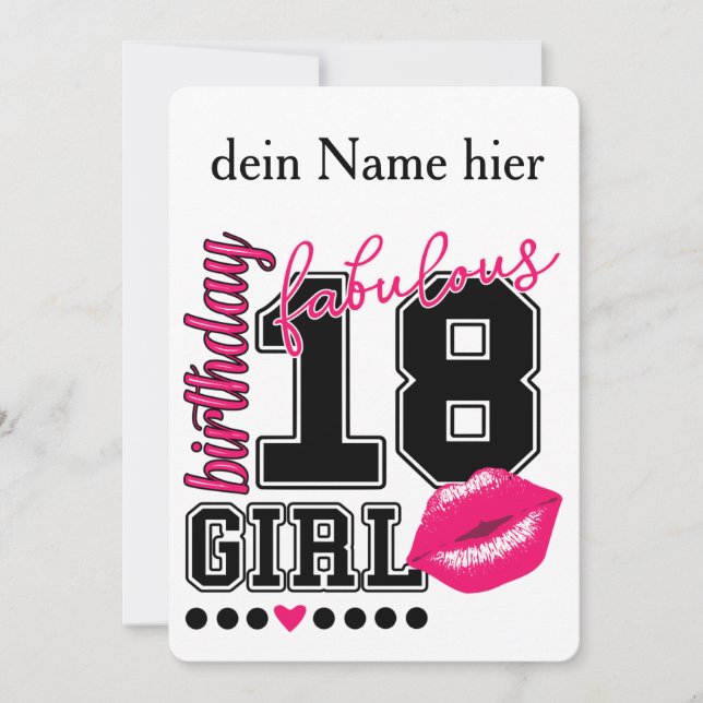 18. Geburtstag 18th birthday girl pink Einladung Invitation (Front)