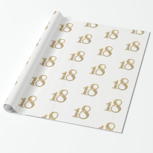 18 GOLD GLITTER NUMBER glamourous sparkly birthday Wrapping Paper