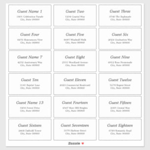18 Guest Address Labels Elegant Minimalist Sticker